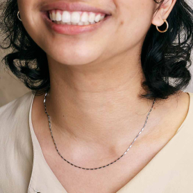 Sterling Silver Rectangle Station Chain on model