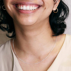 Sterling Silver Delicate Curb Chain on model