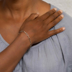 Sterling Silver Chunky Paperclip Bracelet 7.5 Inches on model