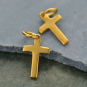 Satin 24K Gold Plated Cross Charm 15x7mm