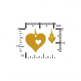 24K Gold Plated Heart and Heart Cutout Charm Set