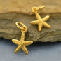 Satin 24K Gold Plated Textured Starfish Charm 14x8mm