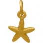 Satin 24K Gold Plated Textured Starfish Charm 14x8mm