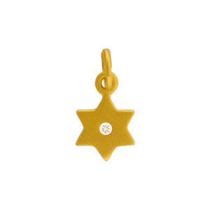 Gold Charms - Star of David with 24K Gold Plate 14x7mm