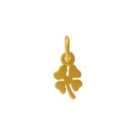 Gold Charm - Four Leaf Clover with 24K Gold Plate 13x5mm
