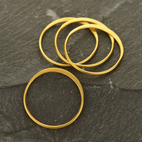 24K Gold Plated Half Hammered Circle Jewelry Link 18mm