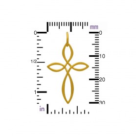 Gold Pendant -Celtic Style Cross with 24K Gold Plate 32x18mm