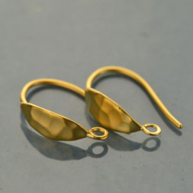 24K Gold Plated Hammered Almond Shape Ear Hook 17x10mm