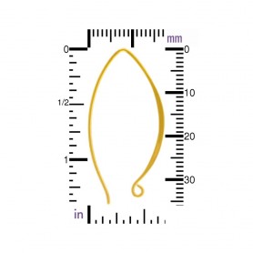 Satin 24K Gold Plated Ear Wire - Marquis Shaped 34x19mm