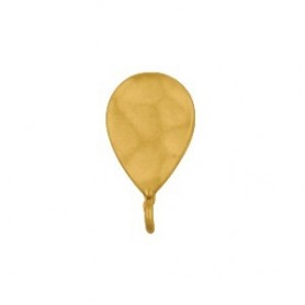 24K Gold Plated Stud Earring Part - Hammered Teardrop 13x7mm