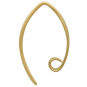 24K Gold Plated Smooth Ear Hook with Hidden Loop 18x3mm