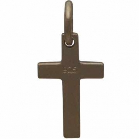  Gold Charms - Cross with 14K Shiny Gold Plate 15x7mm