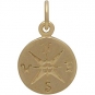 14K Shiny Gold Plated Sterling Silver Compass Charm 16x10mm