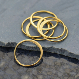 Half Hammered Circle Link in 14K Shiny Gold Plate 12mm