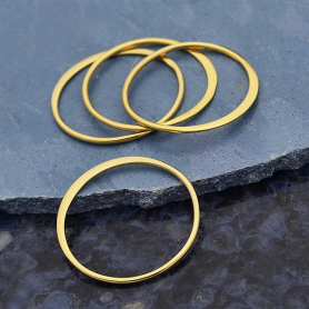 14K Shiny Gold Plated Half Hammered Circle Link 18x18mm