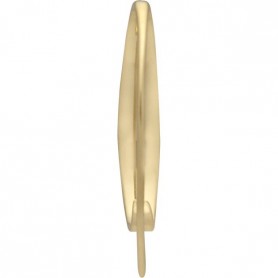 Gold Ear Wire - Long Hammered With 14K Gold Plate 27x4mm