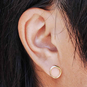 14K Shiny Gold Plated Open Circle Post Earrings 10x10mm