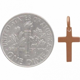 Rose Gold Charm - Cross with 18K Rose Gold Plate 15x7mm