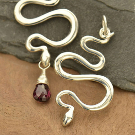 Sterling Silver Snake Pendant 37x20mm