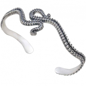 Sterling Silver Octopus Tentacle Cuff Bracelet