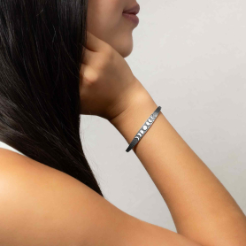Sterling Silver Moon Phase Bracelet on model