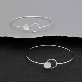 Sterling Silver Circle and Dot Hook and Eye Bracelet