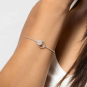 Sterling Silver Circle and Dot Hook and Eye Bracelet on model