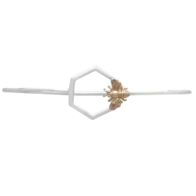 Mixed Metal Hook and Eye Bracelet with Hexagon and Bee Front View