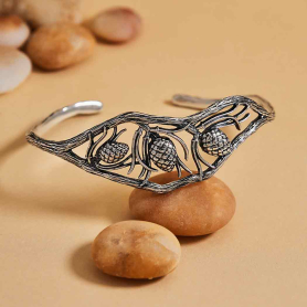 Sterling Silver Pinecone and Pineneedle Bracelet