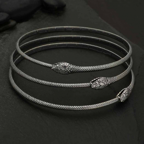 Sterling Silver Ouroboros Bangle Bracelet