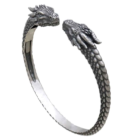 Sterling Silver Dragon Cuff Bracelet Three Quarter View