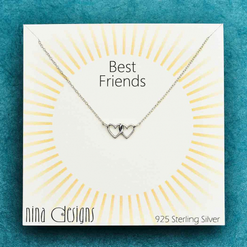 Sterling Silver Linked Heart Necklace 18 Inch