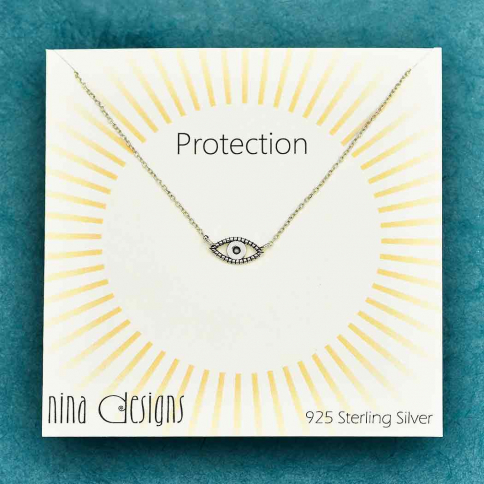 Sterling Silver All Seeing Eye Necklace 18 Inch