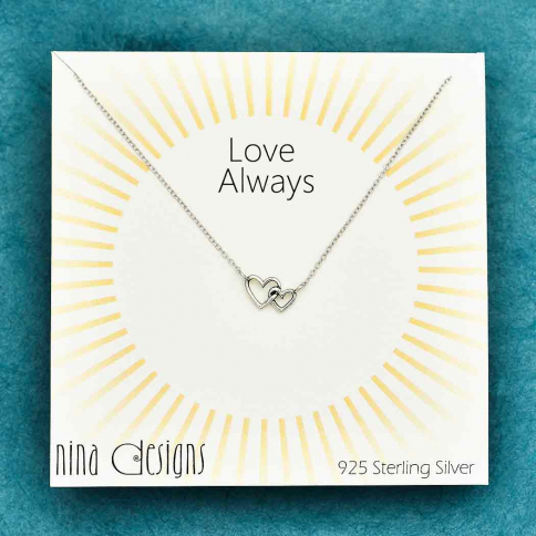 Sterling Silver Mother and Daughter Hearts Necklace 18 Inch