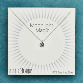 Sterling Silver Star and Moon Necklace 18 Inch