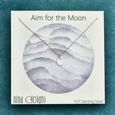 Sterling Silver Crescent Moon Necklace 18 Inch