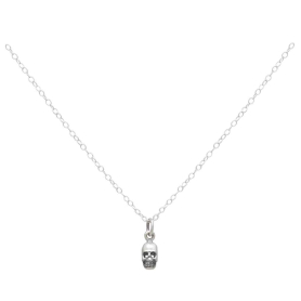 Sterling Silver Mini Skull Necklace Front View