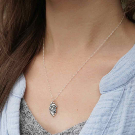 Sterling Silver 18 Inch Anatomical Heart Necklace
