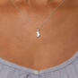 terling Silver Tiny Cat Necklace on model