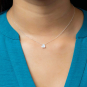 Sterling Silver Small Heart Slider Necklace on model