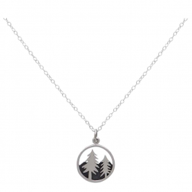 Sterling Silver 18 Inch Trees and Mountain Necklace