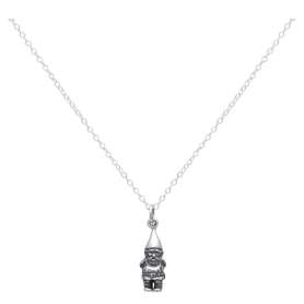 Sterling Silver Garden Gnome Charm Necklace 18 Inch