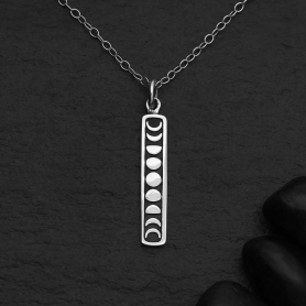 Sterling Silver Vertical Moon Phase Necklace