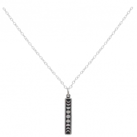 Sterling Silver 18 Inch Vertical Moon Phase Necklace