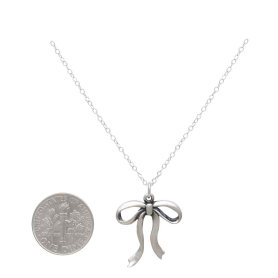 Sterling Silver Dainty Bow Necklace with Dime