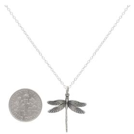 Sterling Silver 18 Inch Dragonfly Charm Necklace with Dime