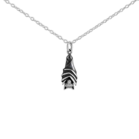 Sterling Silver Hanging Bat Necklace