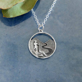 Sterling Silver Hiking Girl Necklace
