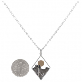 Sterling Silver 18 Inch Cactus Necklace with Bronze Sun