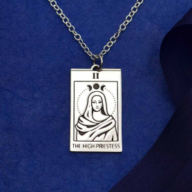 Sterling Silver High Priestess Tarot Card Necklace